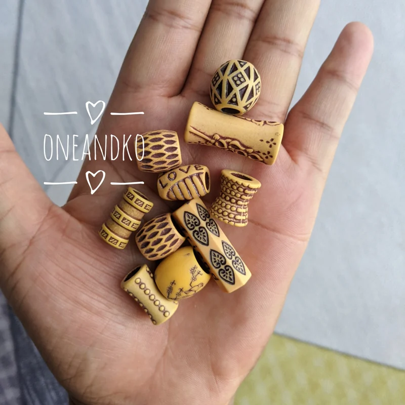 WOODEN HAIR BEADS