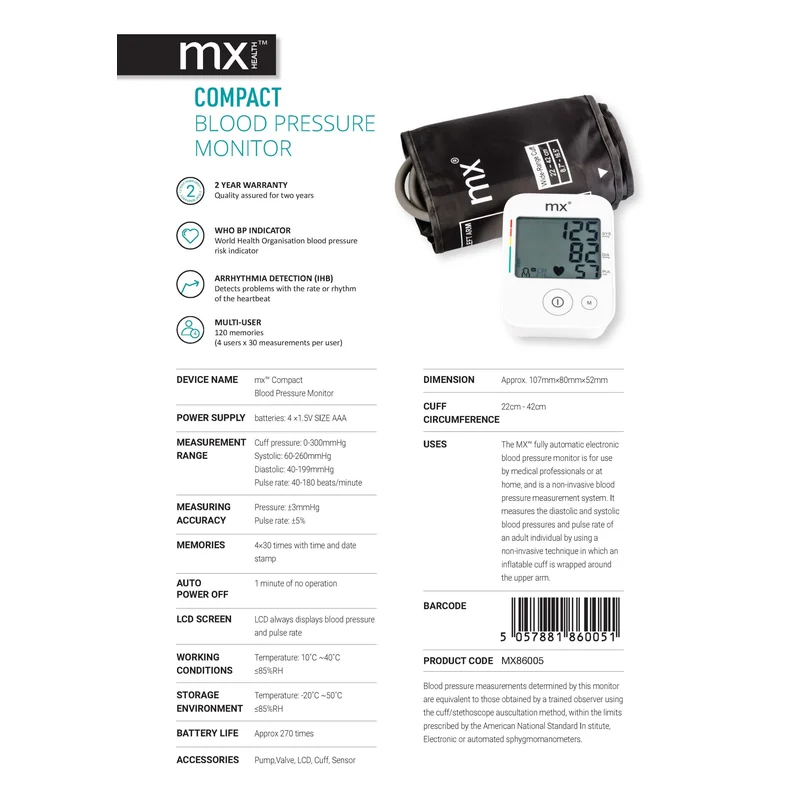 BLOOD P/MONITOR COMPACT MX UNI