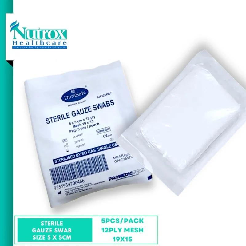 GAUZE SWABS 5CMX5CM 5'S 1PKT