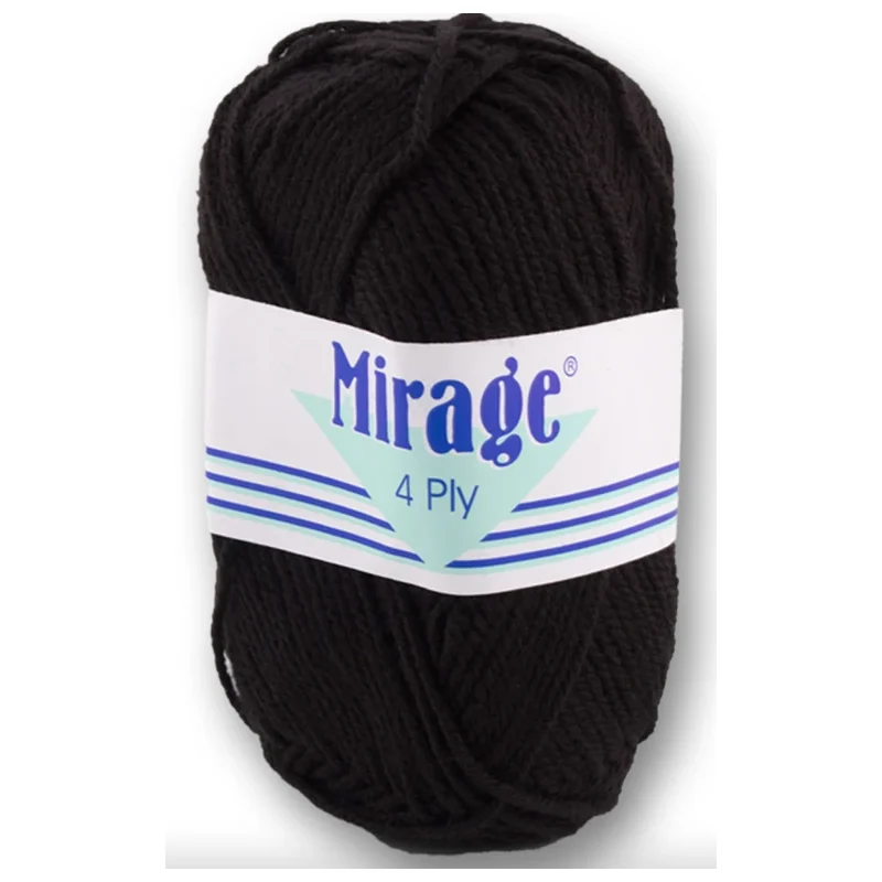 WOOL MARAGE BLACK 4PLY 25G