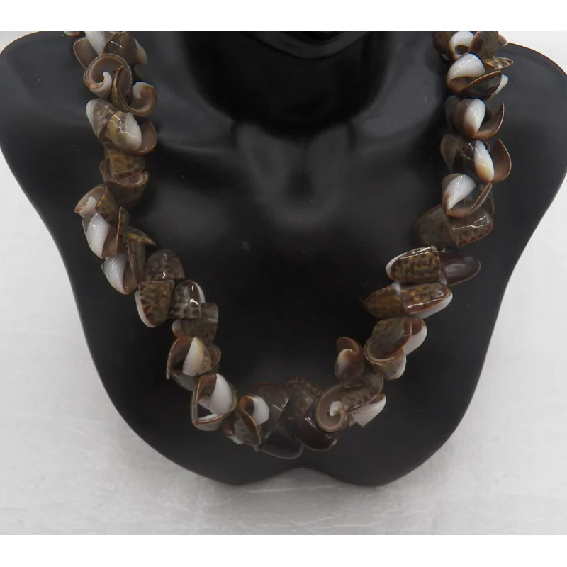 NECKLACE SHELL LONG BROWN/WHIT
