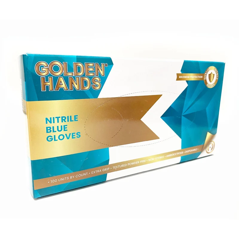 GLOVES G/HANDS NITRILE BLUE LA